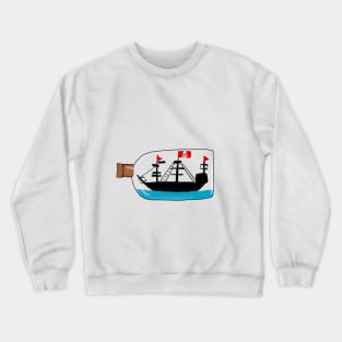 Kids Pirate Ship in a Bottle Drawing Crewneck Sweatshirt